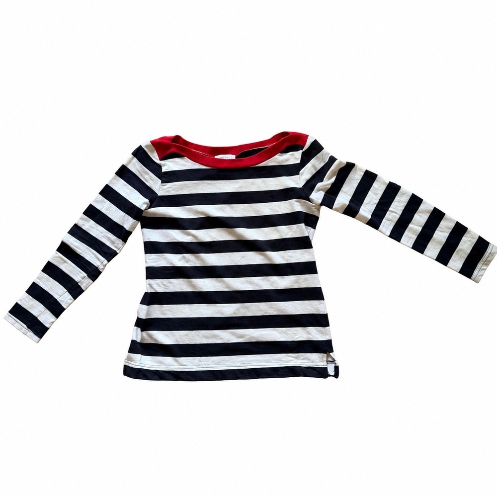 Weekend Andrea Jovine Womens Small Striped Boat Neck Long Sleeve Top navy Red